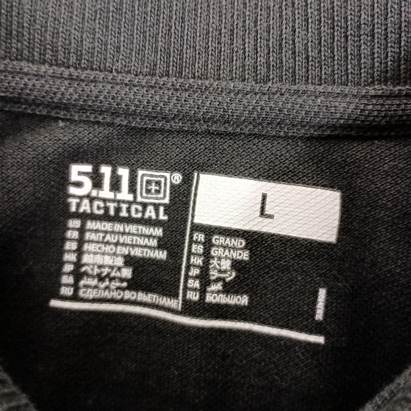 5.11 Tactical Mens Polo Shirt Large Black Professional Long Sleeve Uniform Pckt - Picture 8 of 12